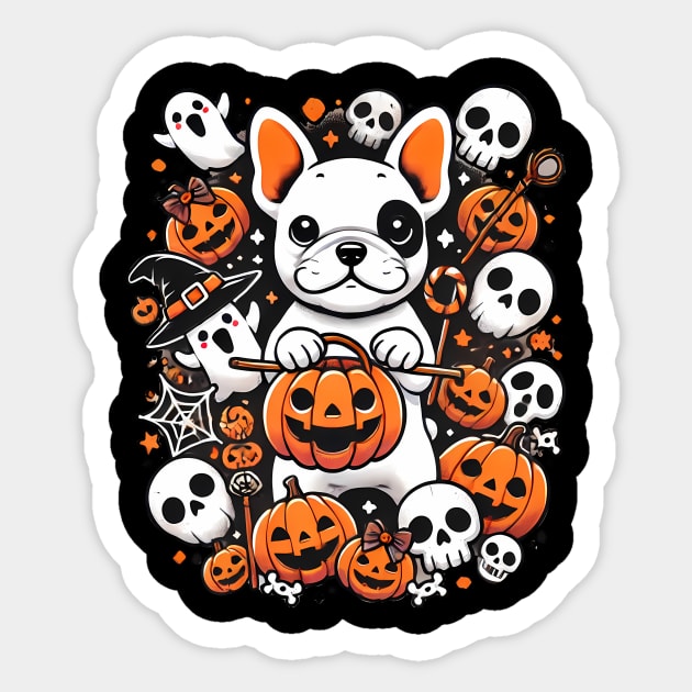 Funny Spooky Halloween, French Bulldog Sticker by logiamerch